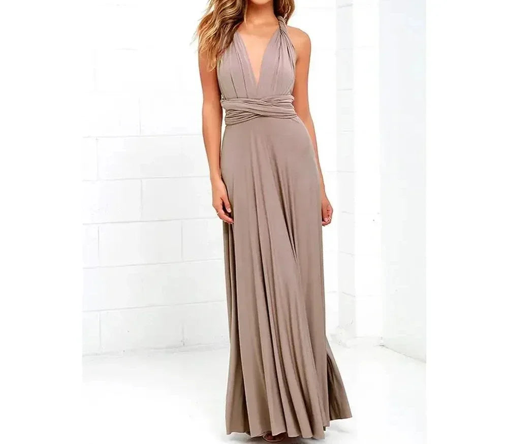 Fashion Multi-worn V-neck Vestidos De Fiesta Women Long Dress Sexy Strapped Lady Summer Maxi Dress