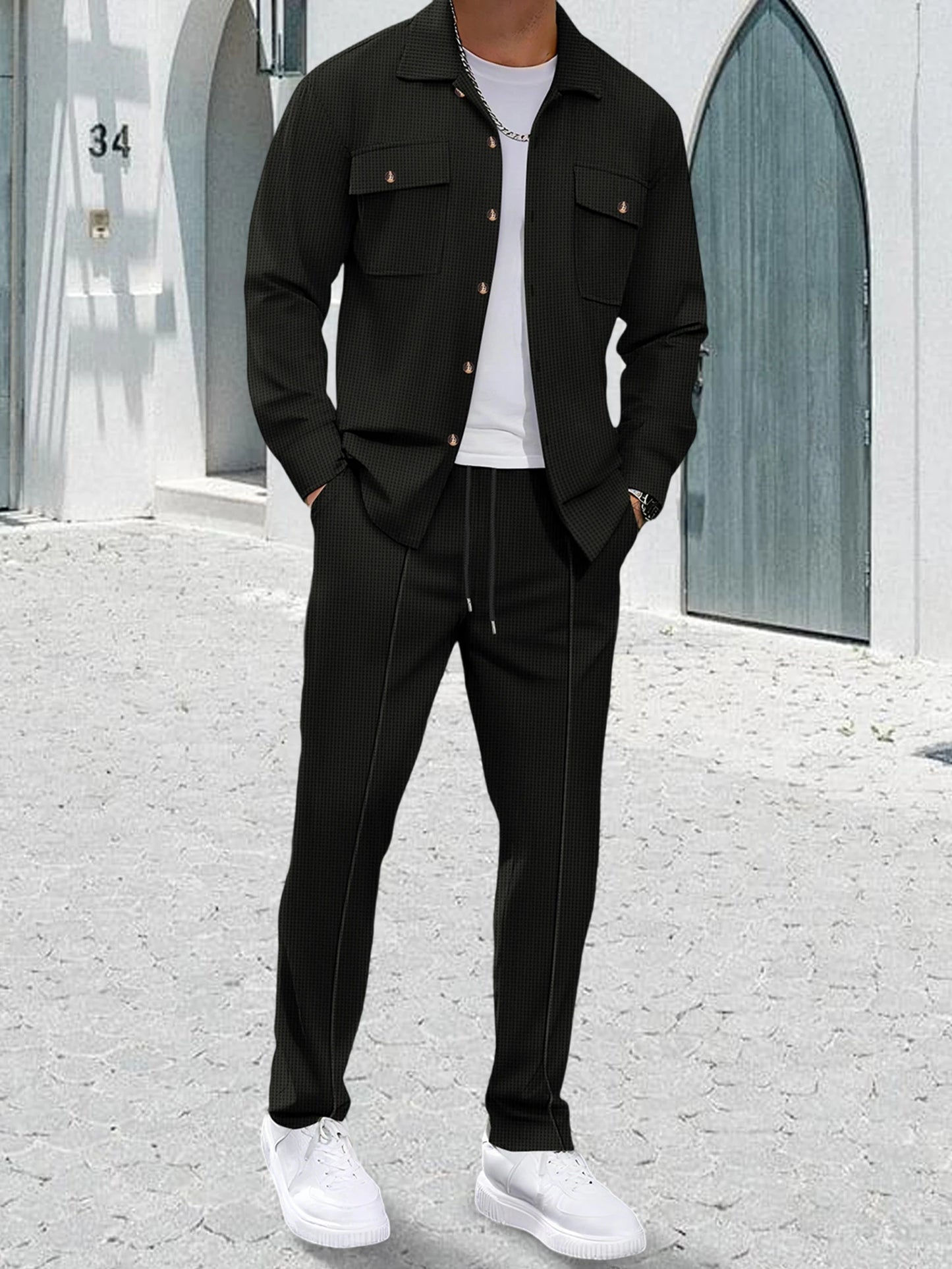 Men s 2-Piece Suit Fit Blazer with Matching Trousers Formal Business Attire for Fall Events and Occasions
