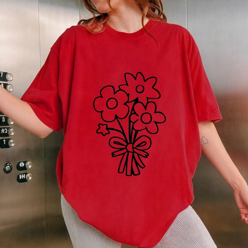 Women's Flower Bunch Y2k T-Shirt 2025 - Garden Fresh Cotton Top High Quality Summer Women's Clothing Oversized Y2k Tee