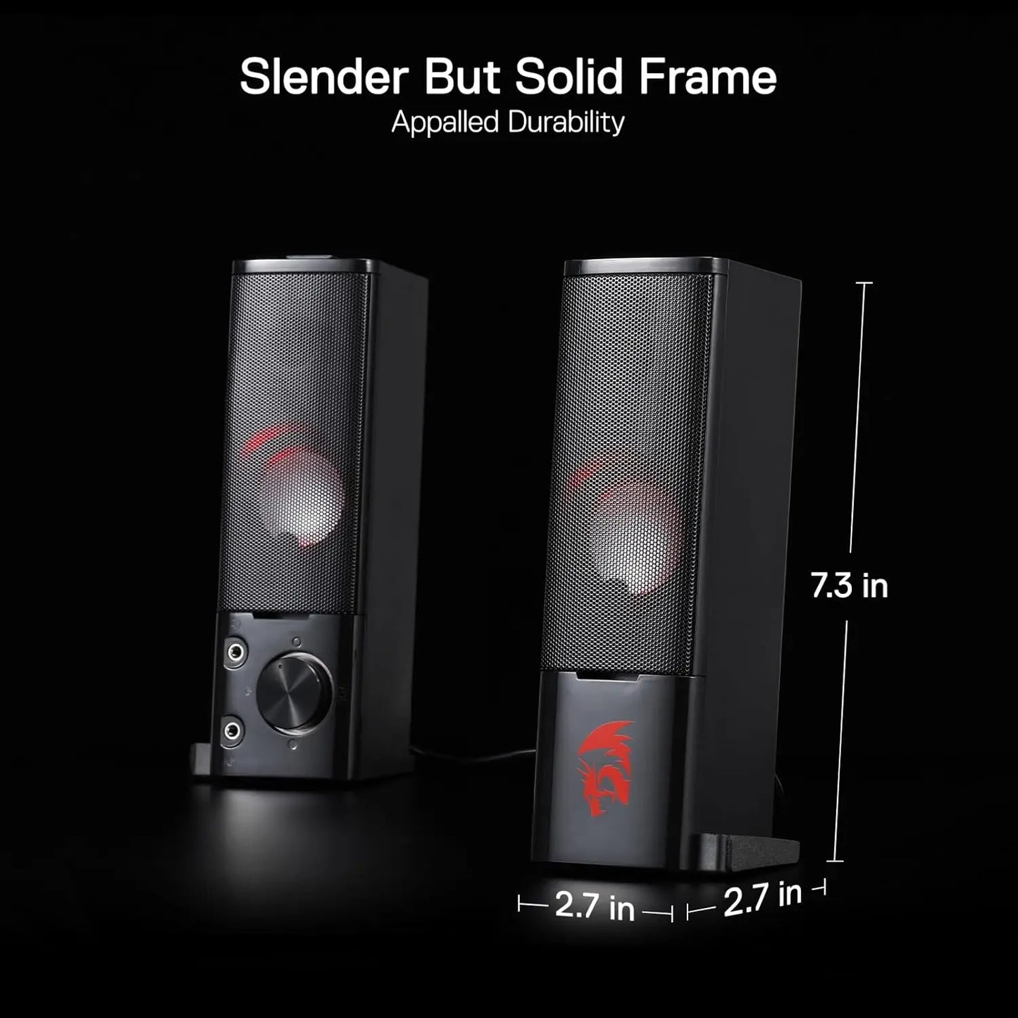Redragon GS550 PC Gaming Speakers 2.0 Channel Desktop Computer Sound Bar Quality Bass & Decent Red Backlit