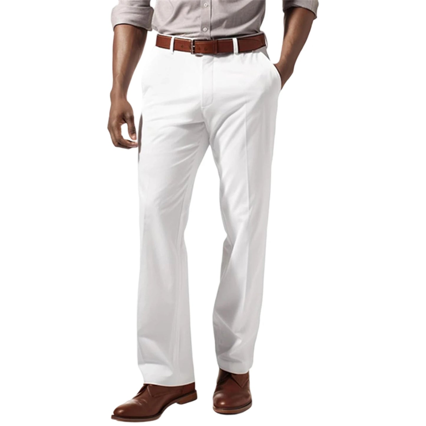 Men s Fit Dress Pants Classic Flat Front Trousers with Belt Loops and Button Closure for Work or Formal Events