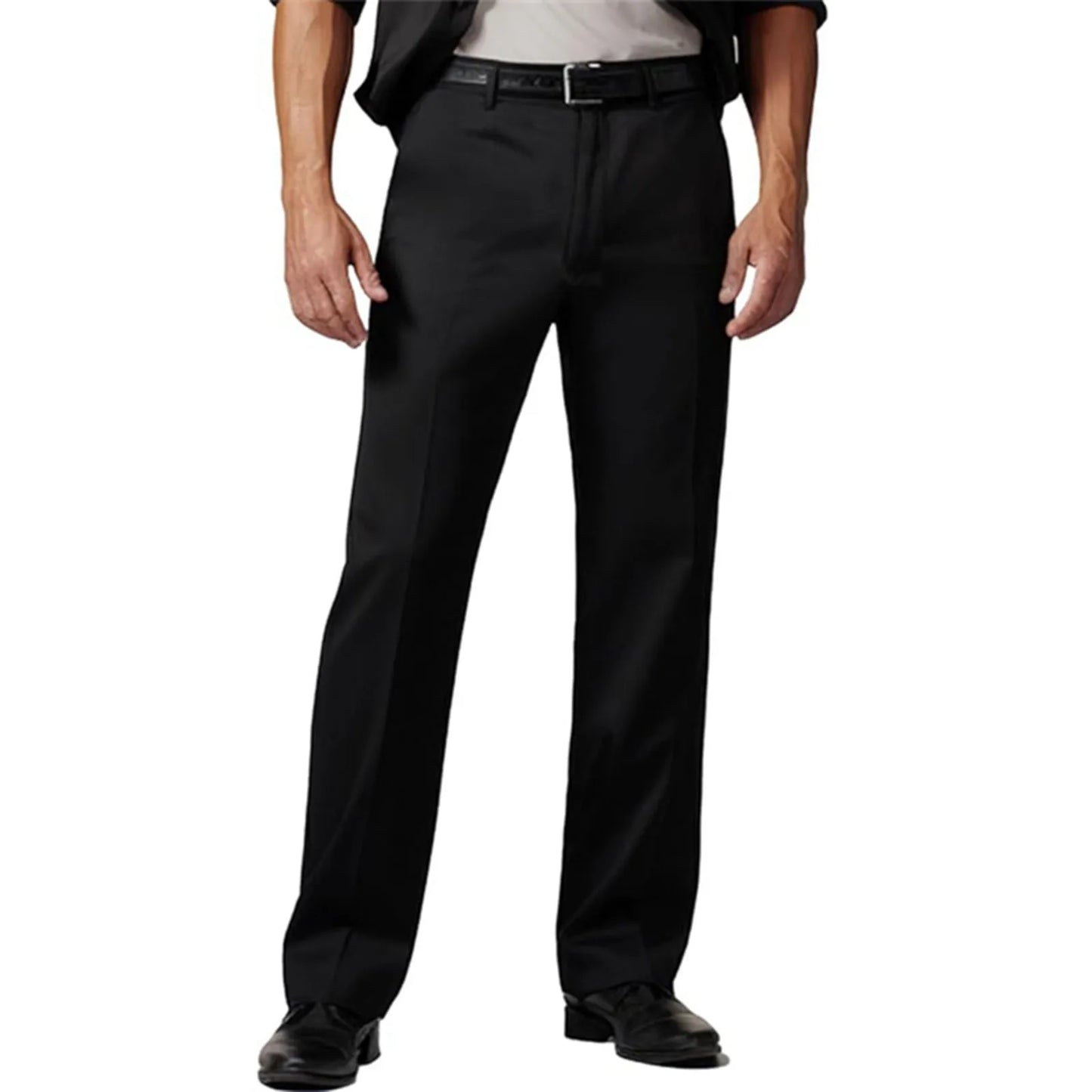 Men s Fit Dress Pants Classic Flat Front Trousers with Belt Loops and Button Closure for Work or Formal Events