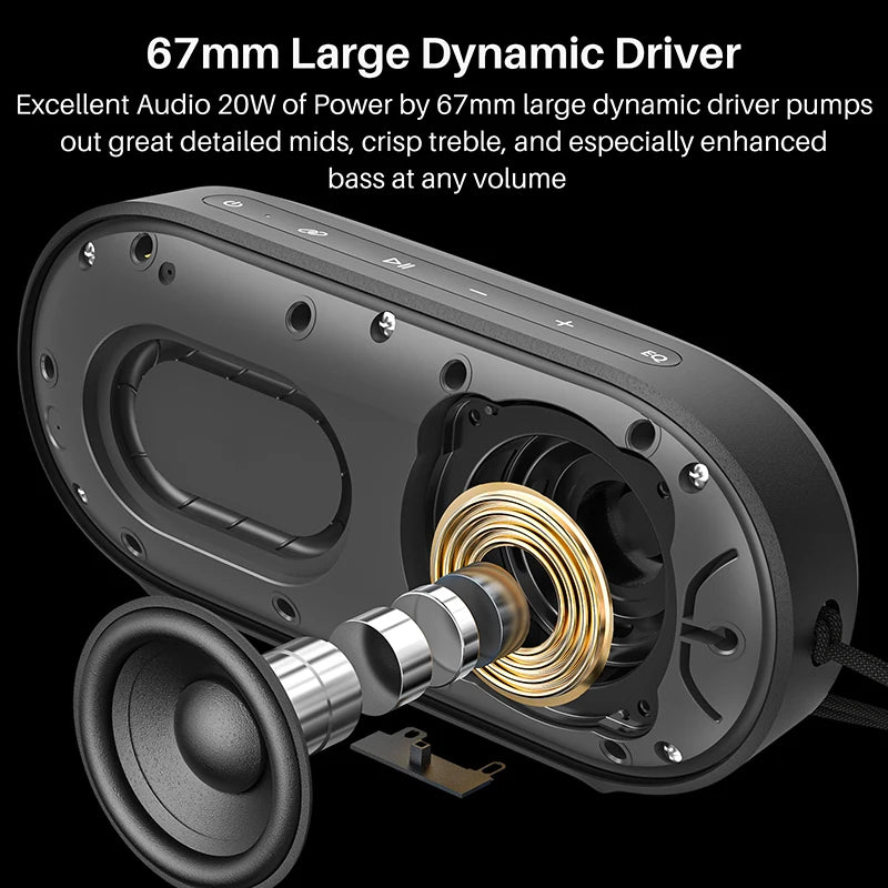 Refurbished TOZO PA1 Bluetooth Speaker 20W Stereo Sound IPX7 Waterproof Portable Wireless Speaker with EQ Mode APP Control