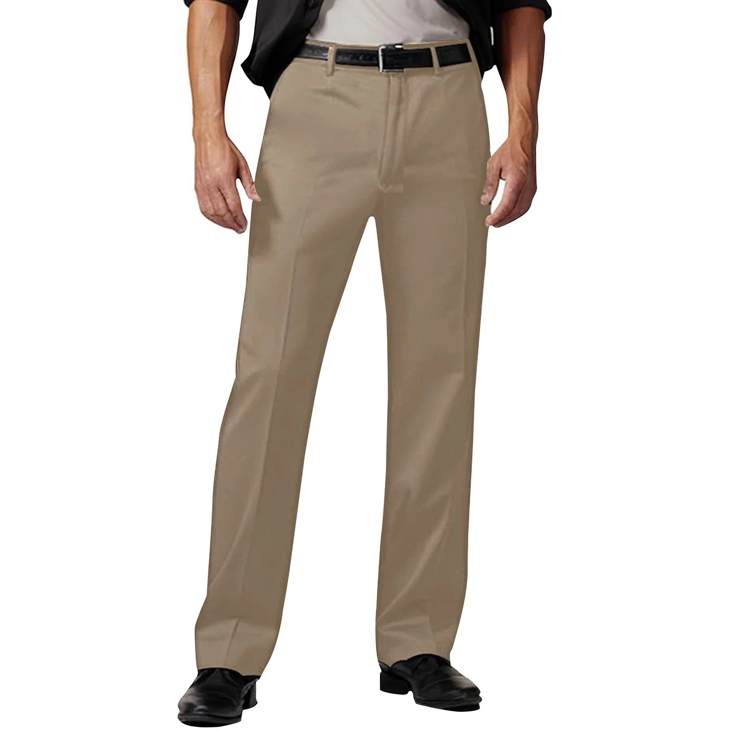 Men s Fit Dress Pants Classic Flat Front Trousers with Belt Loops and Button Closure for Work or Formal Events