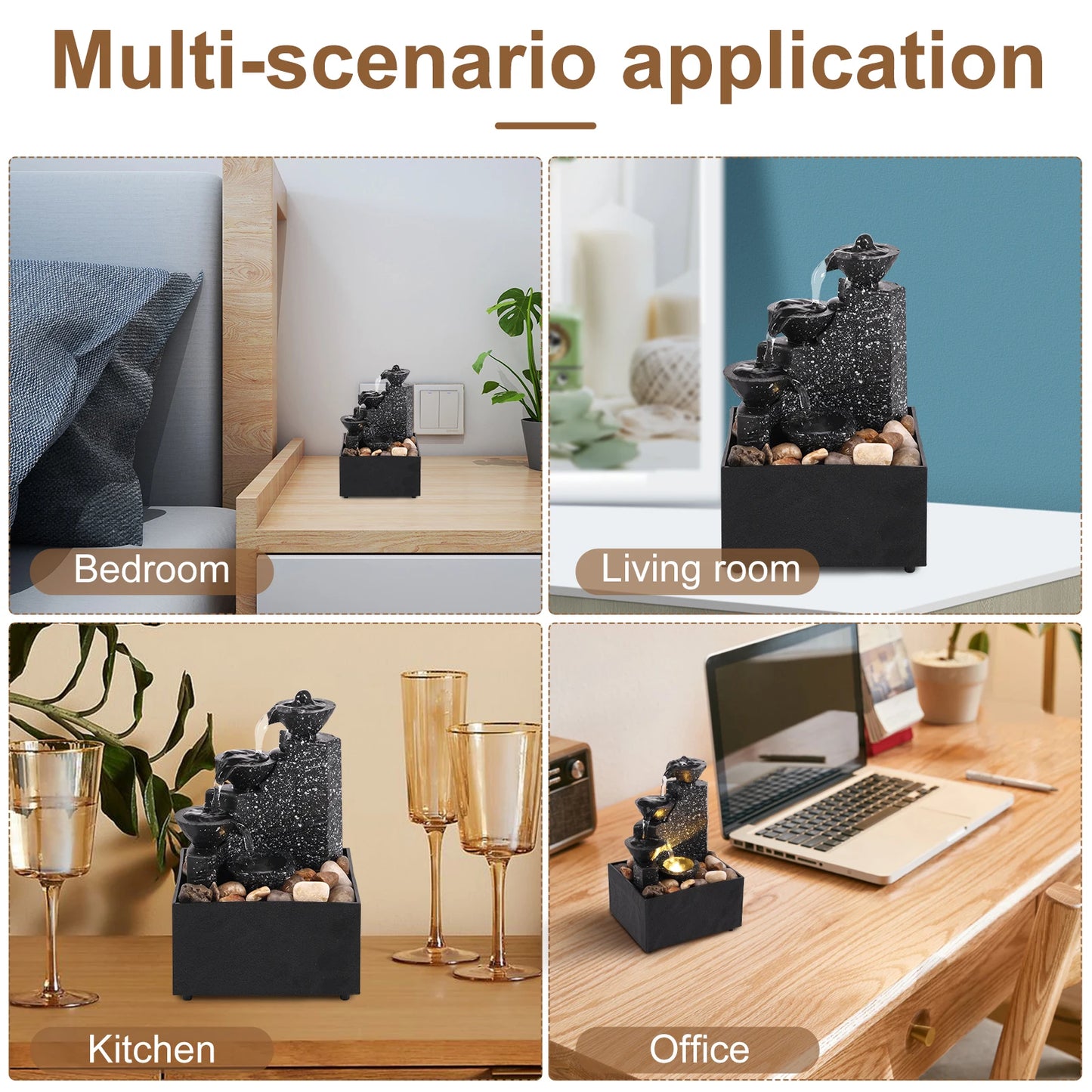 Art waterfall fountain small ornament desktop beautiful decoration can be used for living room family bedroom study office