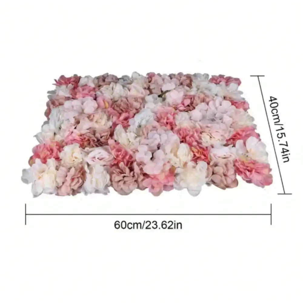 Artificial Flower Wall, 6-Piece 23.62 in. x 15.74 in. White and Pink Artificial Rose Flower Wall Panel for Wedding Decor