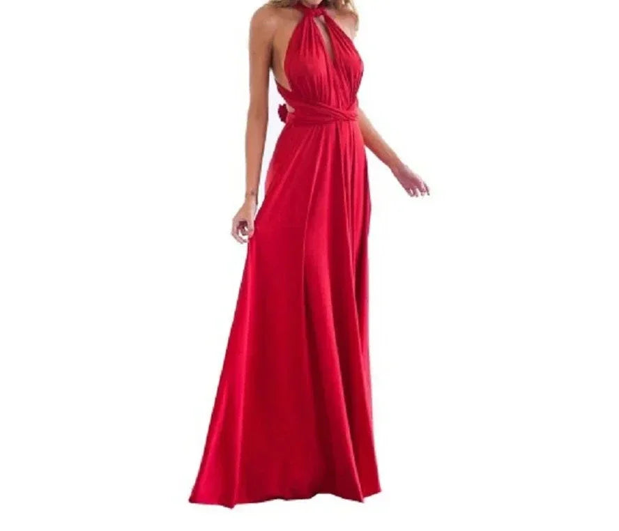 Fashion Multi-worn V-neck Vestidos De Fiesta Women Long Dress Sexy Strapped Lady Summer Maxi Dress