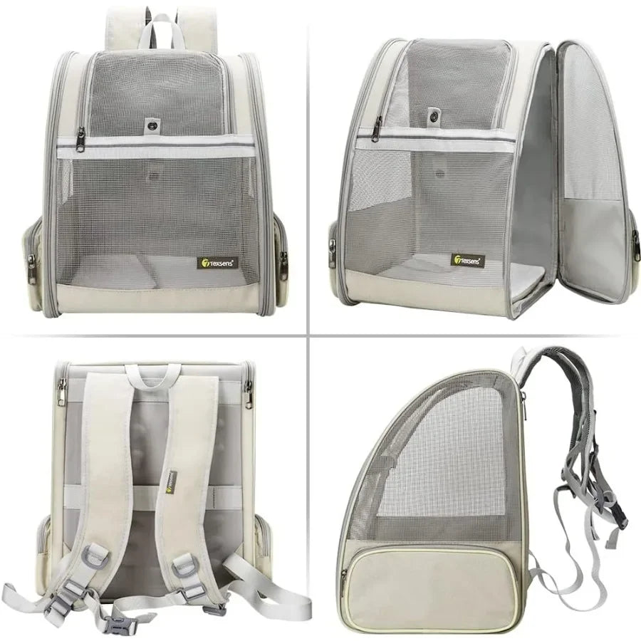 Pet Backpack Carrier for Small Cats Dogs Ventilated Design Safety Straps Buckle Support Collapsible Designed for Travel Hiking
