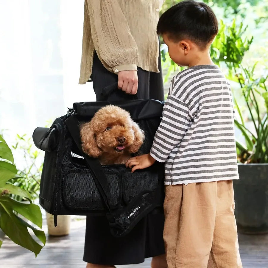 Cat Carrier with 4 Mesh Windows for Small Dogs and Cats 4 Storage Pockets Travel Bag Airline Approved Pet Carrier Under 15 lb R