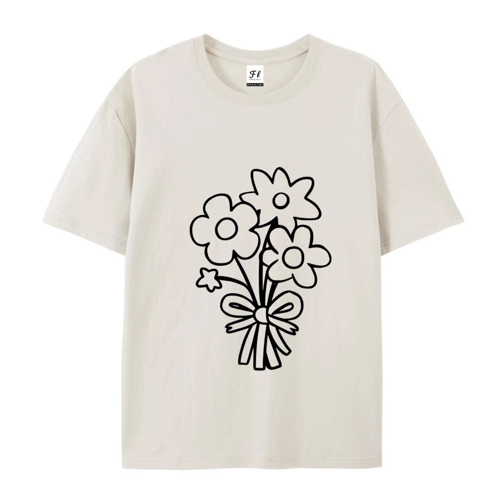 Women's Flower Bunch Y2k T-Shirt 2025 - Garden Fresh Cotton Top High Quality Summer Women's Clothing Oversized Y2k Tee
