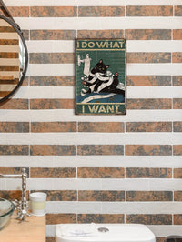 Putuo Decor Black Cat Tin Sign, Poster Wall Art Decor for Toilet Restroom Bathroom Wall Decor, 7.8 X 11.8 Inches, I Do I Want
