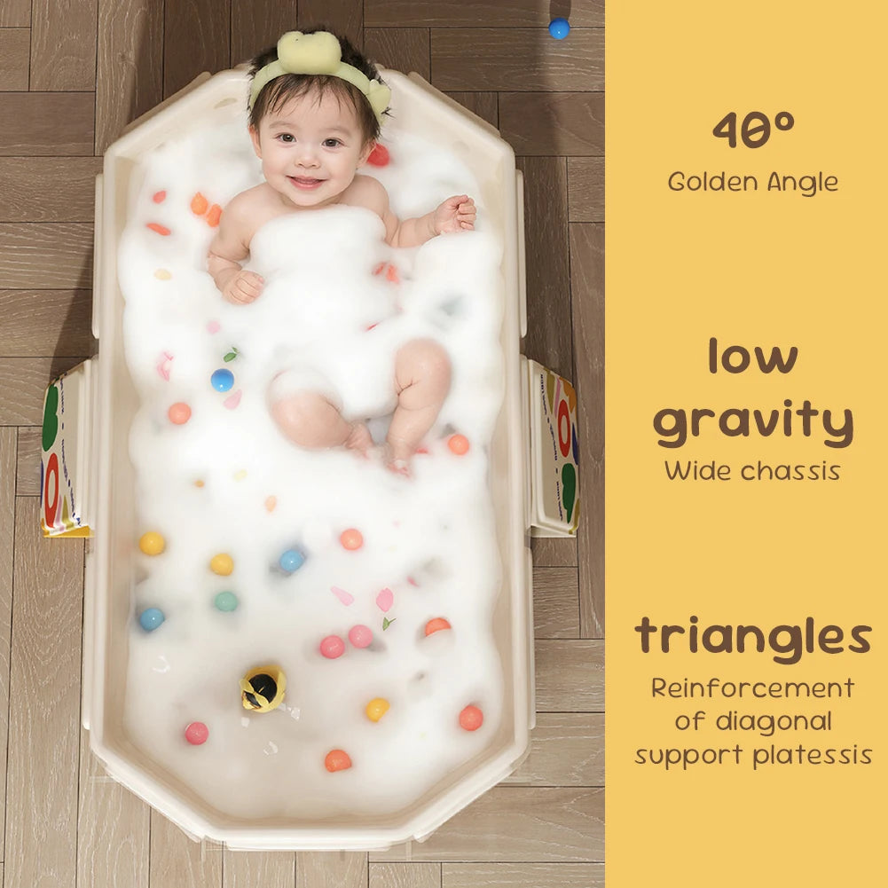 Baby Bathtub for Infants To Toddlers Collapsible Infant Tub with Drain Outlet Toddler Bathtub