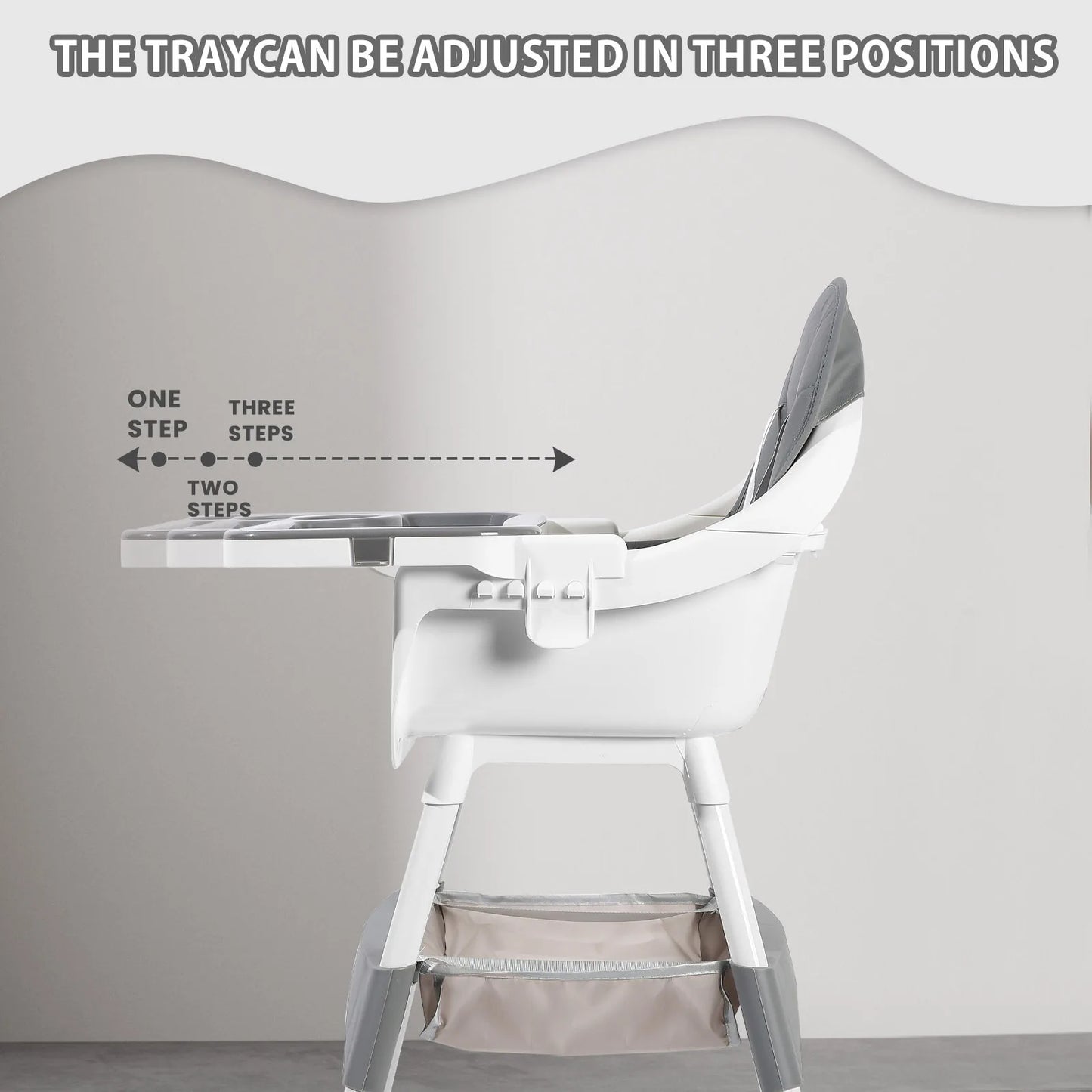 Baby High Chair, Portable Baby Dining Chairs Eat & Play Convertible High Chair with Double-Layer Dinner Plate and Toy Rack