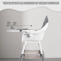 Baby High Chair, Portable Baby Dining Chairs Eat & Play Convertible High Chair with Double-Layer Dinner Plate and Toy Rack