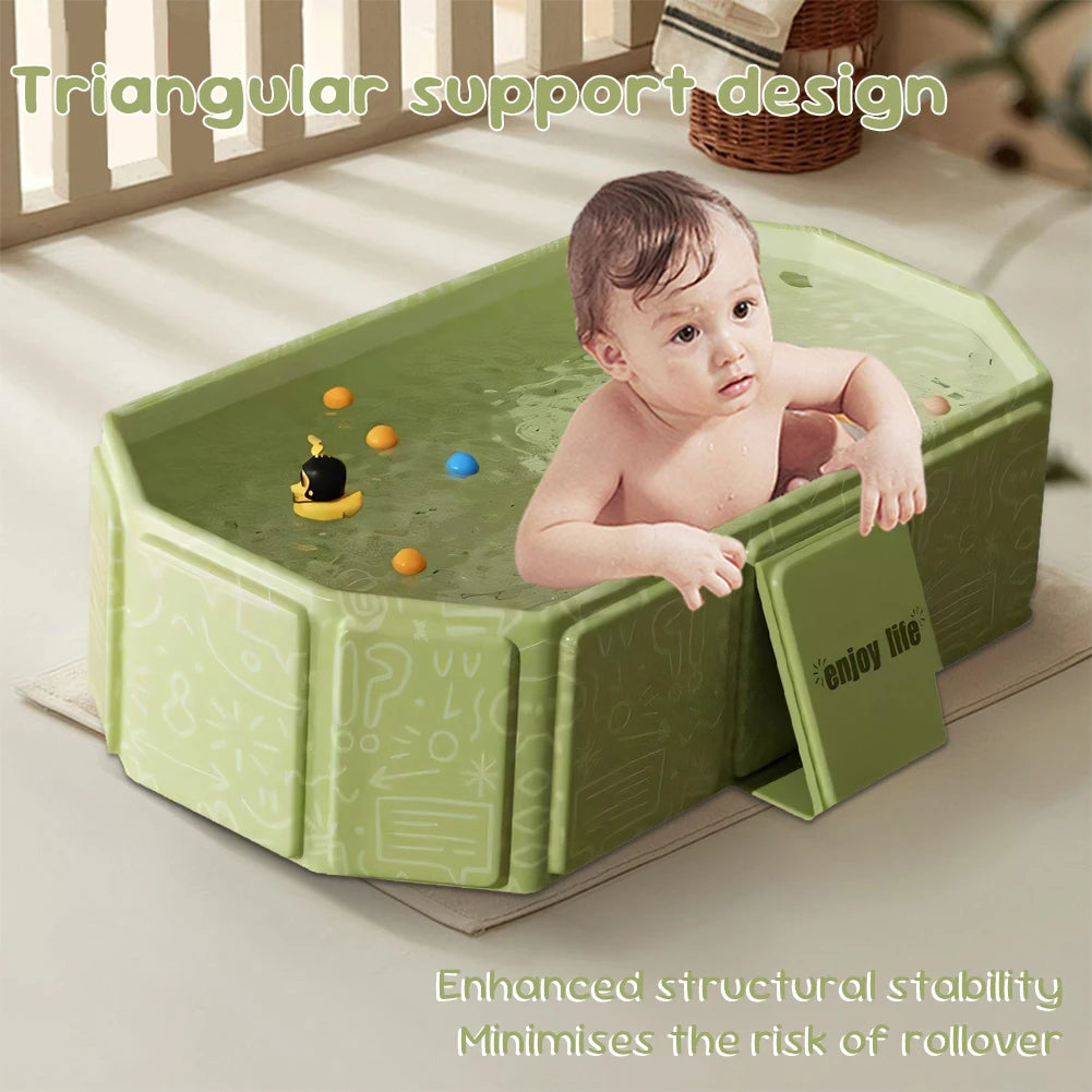 Baby Bathtub for Infants To Toddlers Collapsible Infant Tub with Drain Outlet Toddler Bathtub