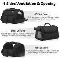 Cat Carrier with 4 Mesh Windows for Small Dogs and Cats 4 Storage Pockets Travel Bag Airline Approved Pet Carrier Under 15 lb R