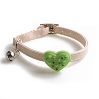Cute Pet Cat Collar Elastic Strap Safety with Bell kawaii PU Leather Heart Donut Goats Collier Chain Adjustable XS Blue Yellow