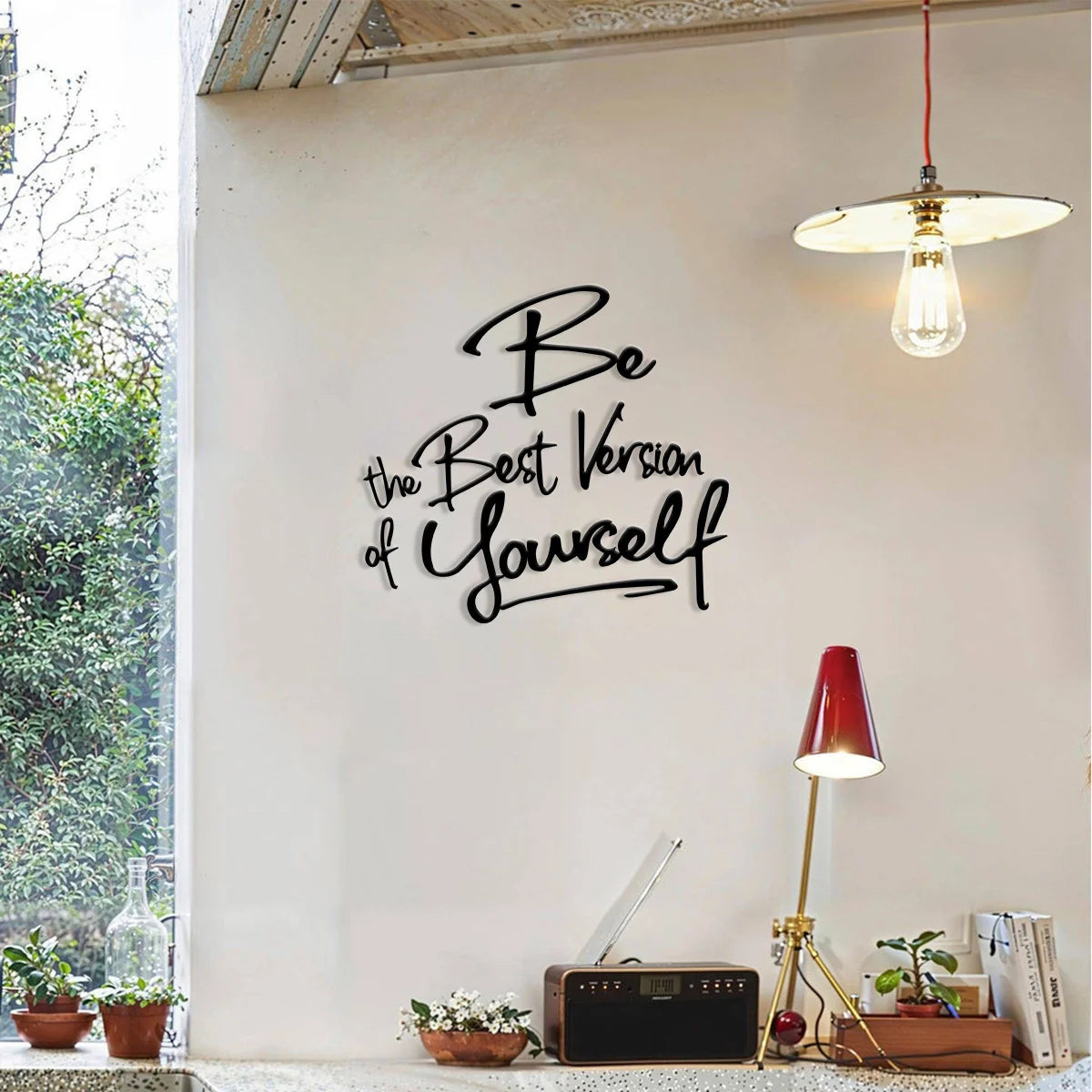 1pc Metal Wall Art with Get Shit Done Quote - Black and White Wall Decor for Bedroom, Living Room, Bathroom - Metal Art Wall