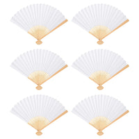 6/10/20 Pcs White Paper Hand Fan Chinese Handheld Fan DIY Blank Paper Fan for Wedding Party and Home Decoration