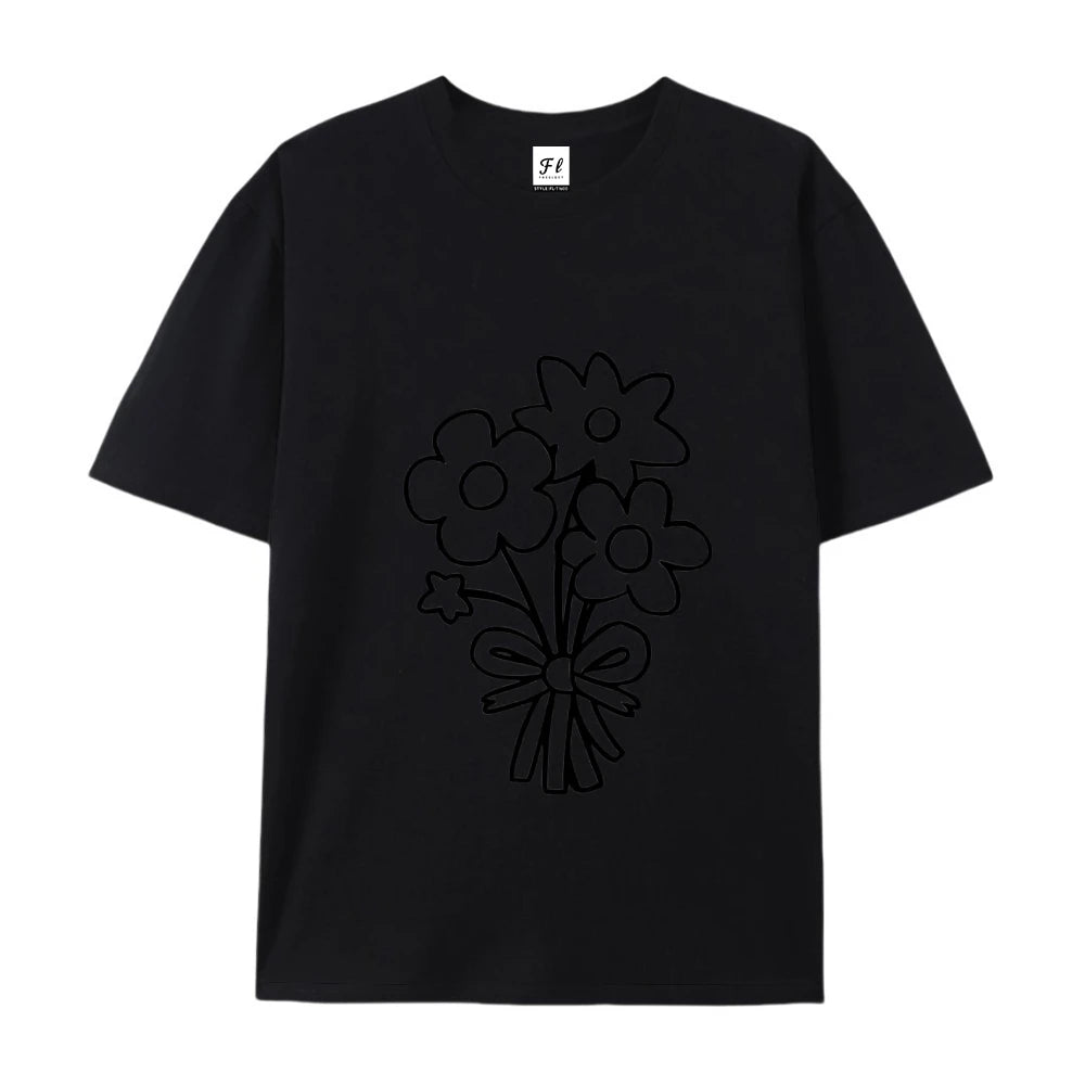 Women's Flower Bunch Y2k T-Shirt 2025 - Garden Fresh Cotton Top High Quality Summer Women's Clothing Oversized Y2k Tee
