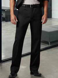 Men s  Fit Dress Pants Classic Flat Front Trousers with Belt Loops and Button Closure for Work or Formal Events