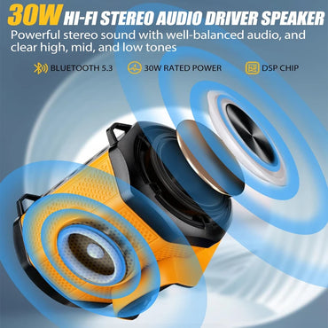 30W Cordless Speaker Bluetooth Player Loudspeaker Amplifier for Dewalt 18V 20V Li-ion Battery Jobsites, Home and Party