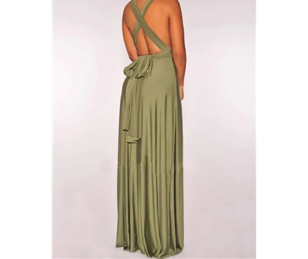 Fashion Multi-worn V-neck Vestidos De Fiesta Women Long Dress Sexy Strapped Lady Summer Maxi Dress