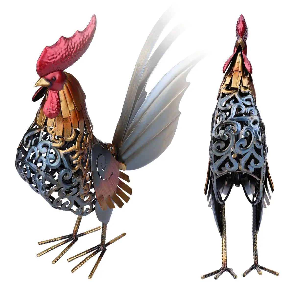 TOOARTS Metal sculpture Carved iron rooster Home furnishing articles Artwork