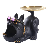Decorative Magnate Pitbull Statue Resin Crafts Animal Sculpture Storage Tray for Living Room Hallway Home Decoration
