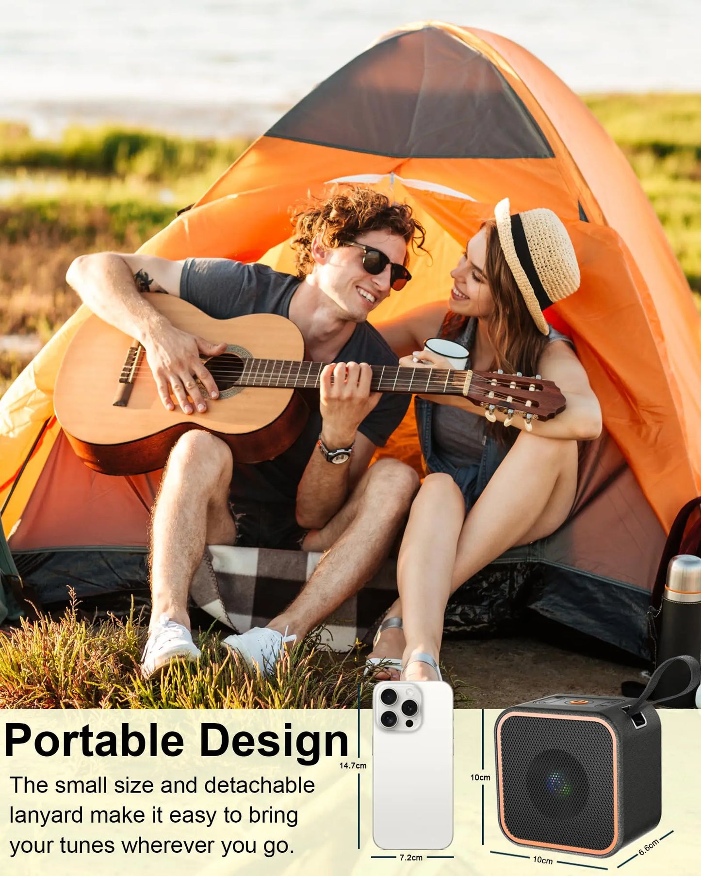 Portable Bluetooth Speaker with HD Sound, 10H Playtime & Dynamic RGB Lights – Party-Ready for Outdoor, Travel & Home.