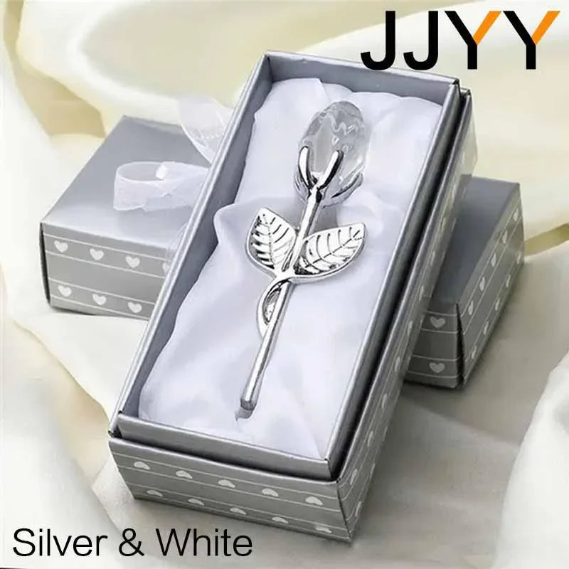 Glass Rose Mini Crystal Flower Artificial Flowers Room Ornament Office Desktop Decoration Wedding Party Valentine's Day Gift 1PC