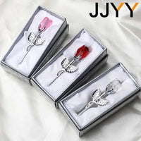 Glass Rose Mini Crystal Flower Artificial Flowers Room Ornament Office Desktop Decoration Wedding Party Valentine's Day Gift 1PC