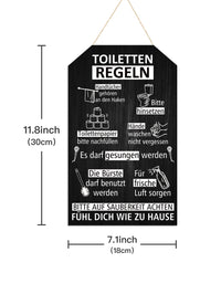 Putuo Decor 1pc German Wooden Hanging Sign, Toiletten Regeln, Wall Art Decoration for Home Farmhouse Toilet Washroom Bathroom,