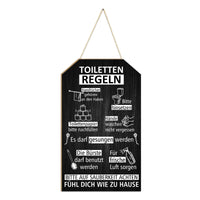 Putuo Decor 1pc German Wooden Hanging Sign, Toiletten Regeln, Wall Art Decoration for Home Farmhouse Toilet Washroom Bathroom,