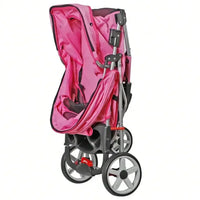 Foldable 3 Wheels Pet Stroller Dog Cat Cage Jogger Stroller with Cup Holder Pink