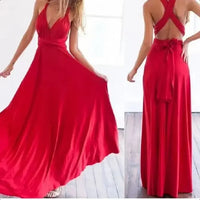 Fashion Multi-worn V-neck Vestidos De Fiesta Women Long Dress Sexy Strapped Lady Summer Maxi Dress