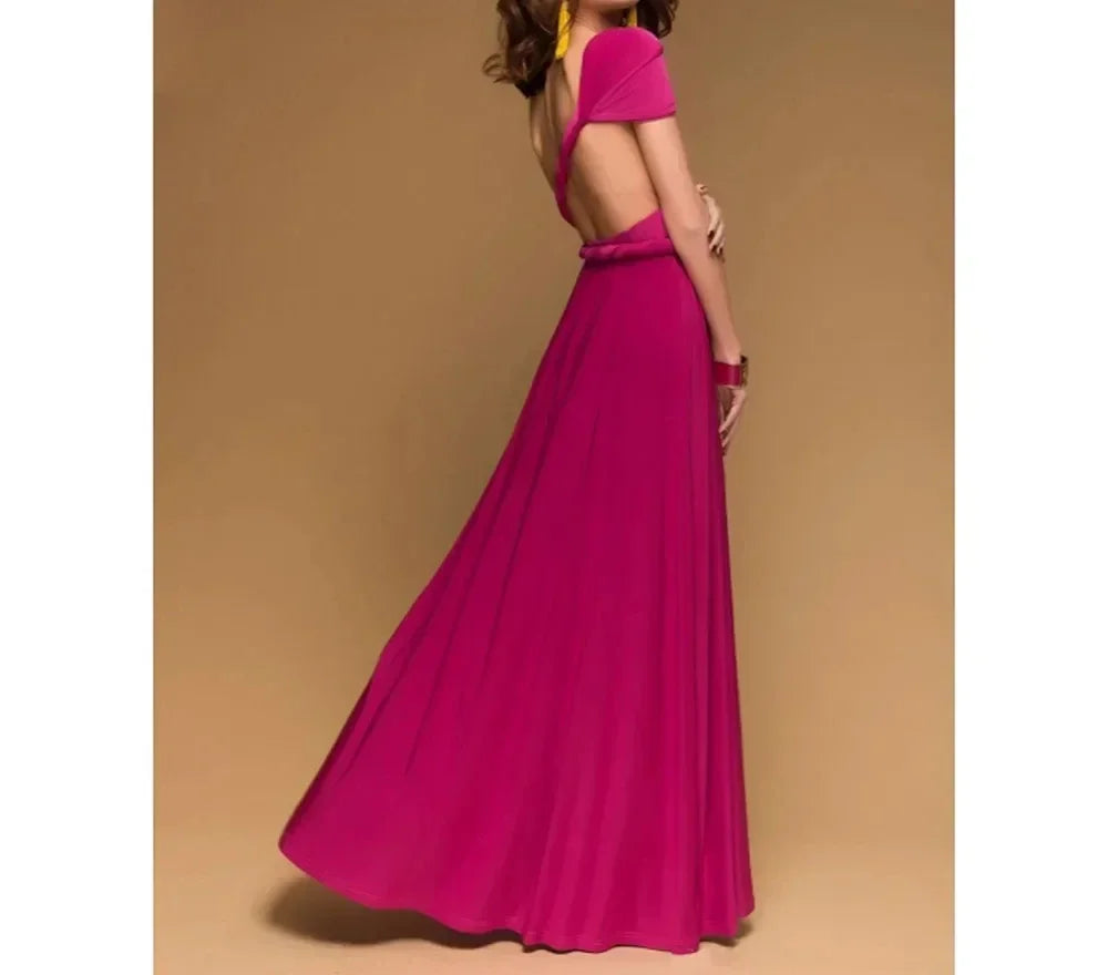 Fashion Multi-worn V-neck Vestidos De Fiesta Women Long Dress Sexy Strapped Lady Summer Maxi Dress