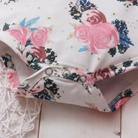 3Pcs Baby Girl Beautiful Flower Bodysuit Ruffled Shoulder Strap skirt+Headband Set 0-24 Months Toddler Baby Girl Summer Set