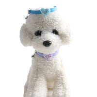 Cute Pet Cat Collar Elastic Strap Safety with Bell kawaii PU Leather Heart Donut Goats Collier Chain Adjustable XS Blue Yellow