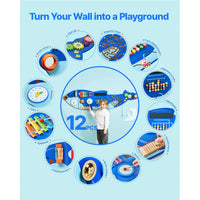VEVOR Orca Kids Wall Busy Board 12 Activities Hanging Panels Montessori Sensory Learning Toys for Toddler 3-12 Years Play Toys