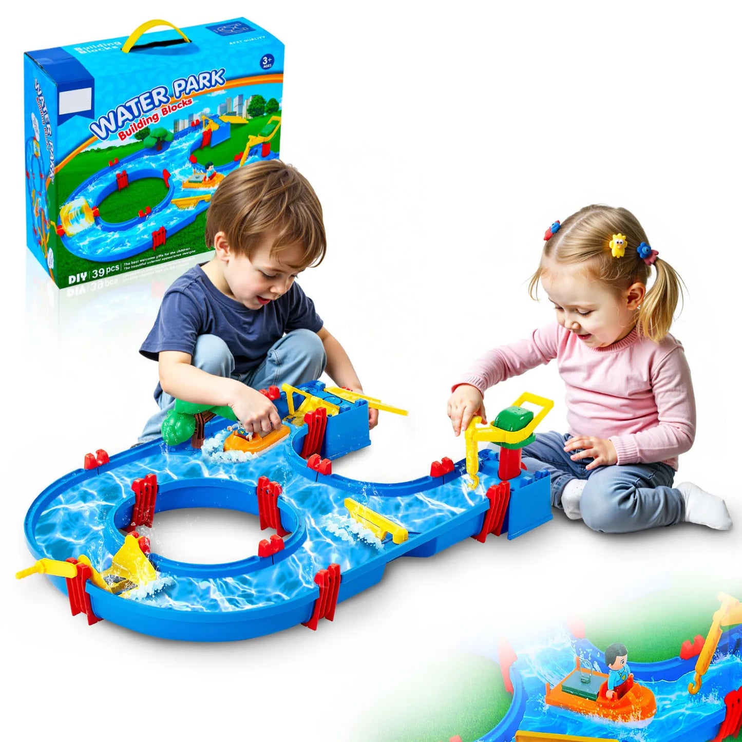 SucceBuy Water Play Table Children's Outdoor Beach Toy with 39PCS Accessories Summer Water Park Playset for Kids Activity