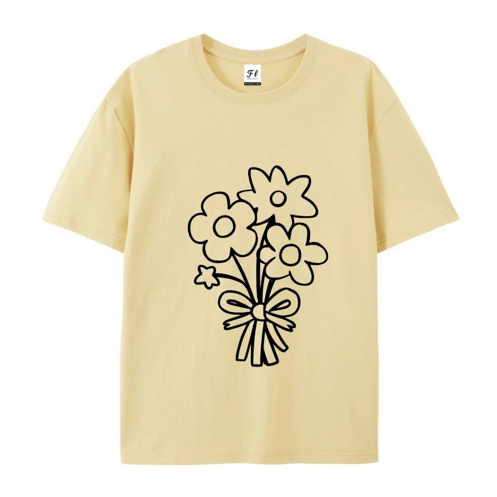 Women's Flower Bunch Y2k T-Shirt 2025 - Garden Fresh Cotton Top High Quality Summer Women's Clothing Oversized Y2k Tee