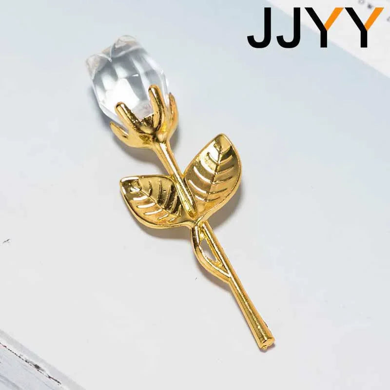 Glass Rose Mini Crystal Flower Artificial Flowers Room Ornament Office Desktop Decoration Wedding Party Valentine's Day Gift 1PC