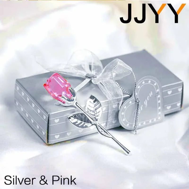Glass Rose Mini Crystal Flower Artificial Flowers Room Ornament Office Desktop Decoration Wedding Party Valentine's Day Gift 1PC