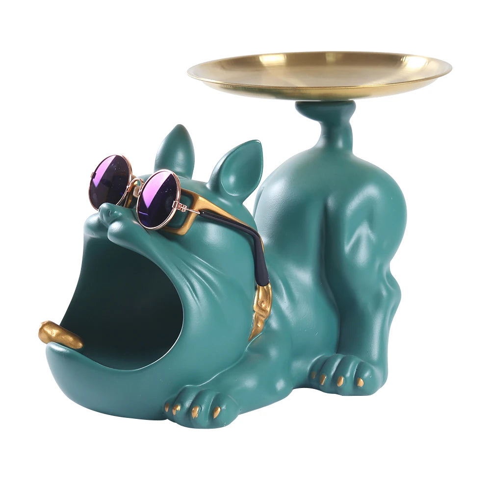 Decorative Magnate Pitbull Statue Resin Crafts Animal Sculpture Storage Tray for Living Room Hallway Home Decoration
