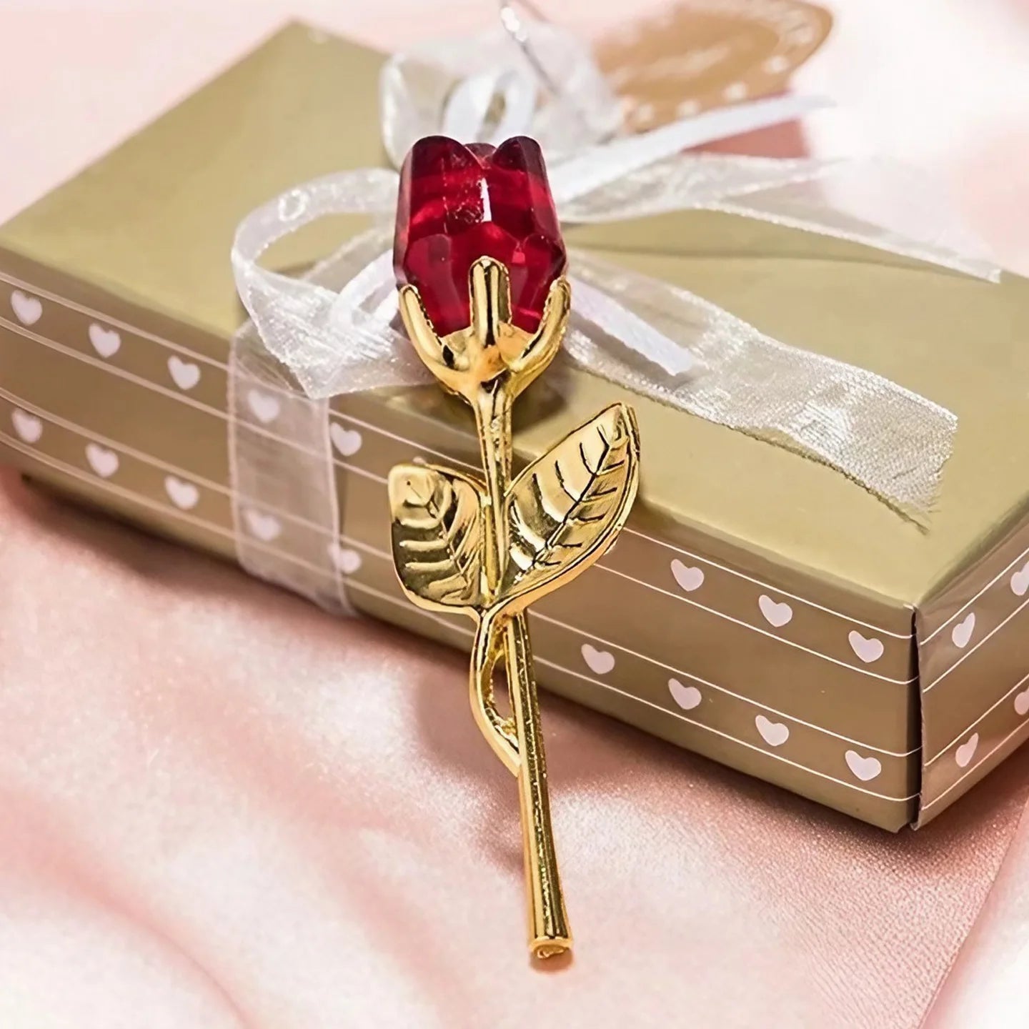 Glass Rose Mini Crystal Flower Artificial Flowers Room Ornament Office Desktop Decoration Wedding Party Valentine's Day Gift 1PC