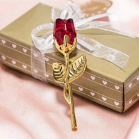 Glass Rose Mini Crystal Flower Artificial Flowers Room Ornament Office Desktop Decoration Wedding Party Valentine's Day Gift 1PC