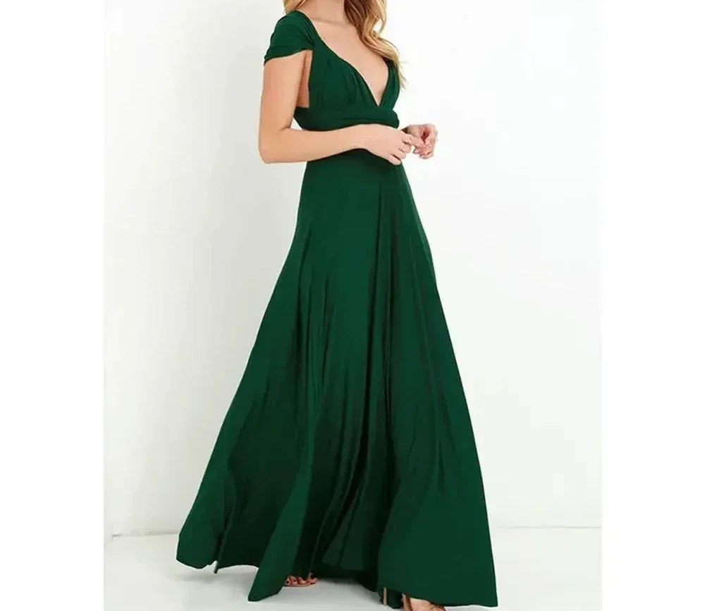 Fashion Multi-worn V-neck Vestidos De Fiesta Women Long Dress Sexy Strapped Lady Summer Maxi Dress