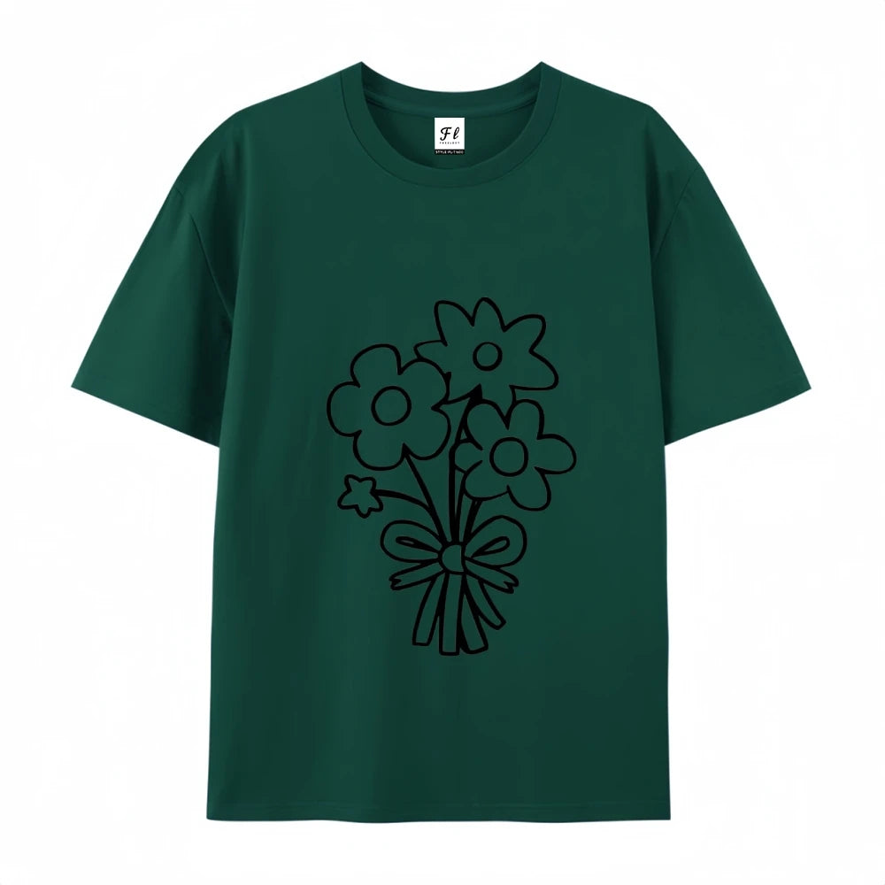 Women's Flower Bunch Y2k T-Shirt 2025 - Garden Fresh Cotton Top High Quality Summer Women's Clothing Oversized Y2k Tee