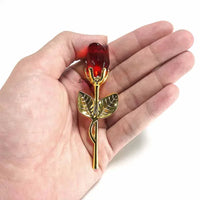 Glass Rose Mini Crystal Flower Artificial Flowers Room Ornament Office Desktop Decoration Wedding Party Valentine's Day Gift 1PC